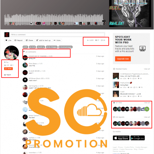 Soundcloud promotion proof Screenshot soundcloudpromotion.net